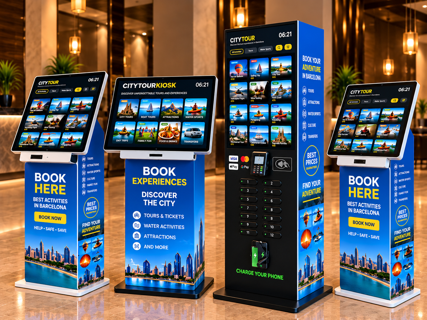 City Tour Kiosk in a hotel lobby